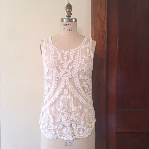 Dulcie | Tops | Dulcie Sheer Creamy White Lace Fancy Cami Blouse | Poshmark